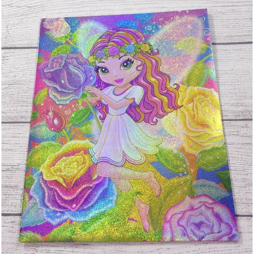 Lisa Frank Vintage Y2K Rosa Fairy Girl Glitter 2 Pocket Folder UNPUNCHED